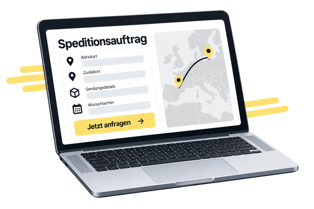 Digitaler Speditionsauftrag mit Abhol- und Zustellort